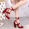 New Large Size Lace-up Shoes with Chunky Heels for Women
