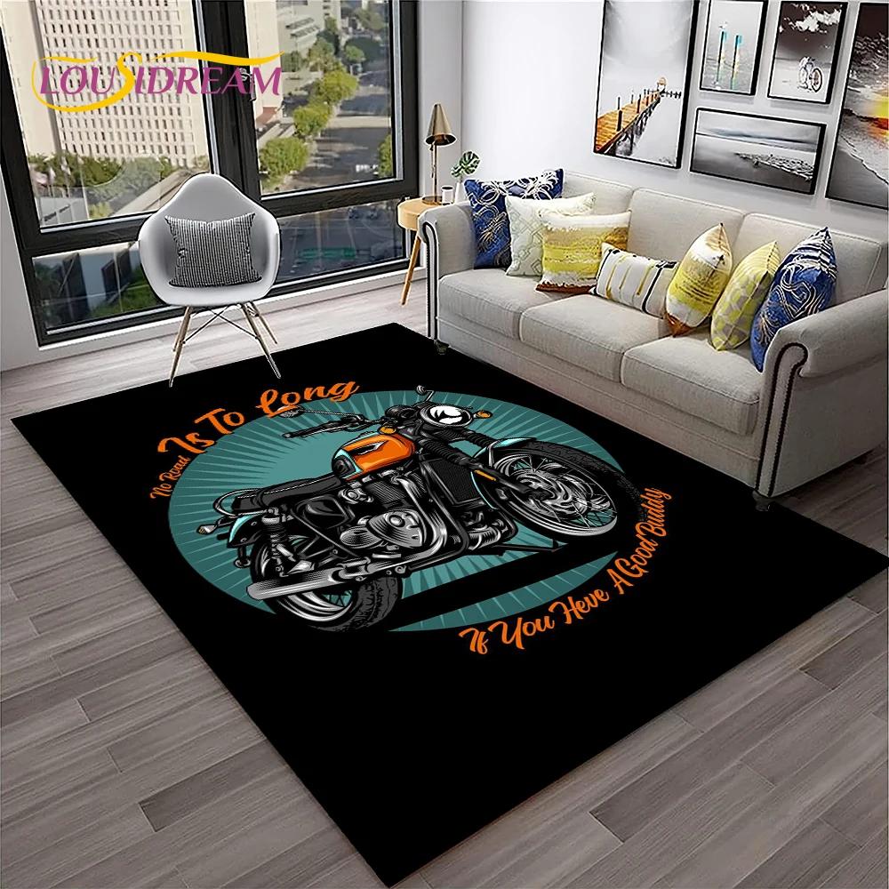 Vintage Motorcycle Retro Carpet Rug for Home Living Room Bedroom Playroom Sofa Doormat Decor,Kid Area Rug Non-slip Floor Mat
