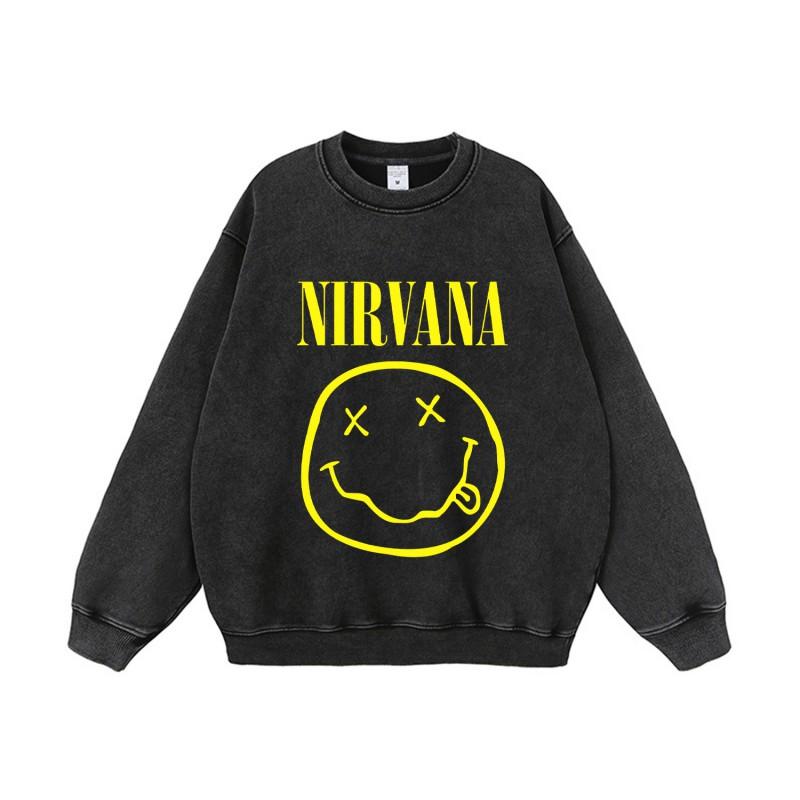 Oversized Rock Band Graphic Hoodie Unisex Washed Cotton Sweatshirt Loose Fit Streetwear