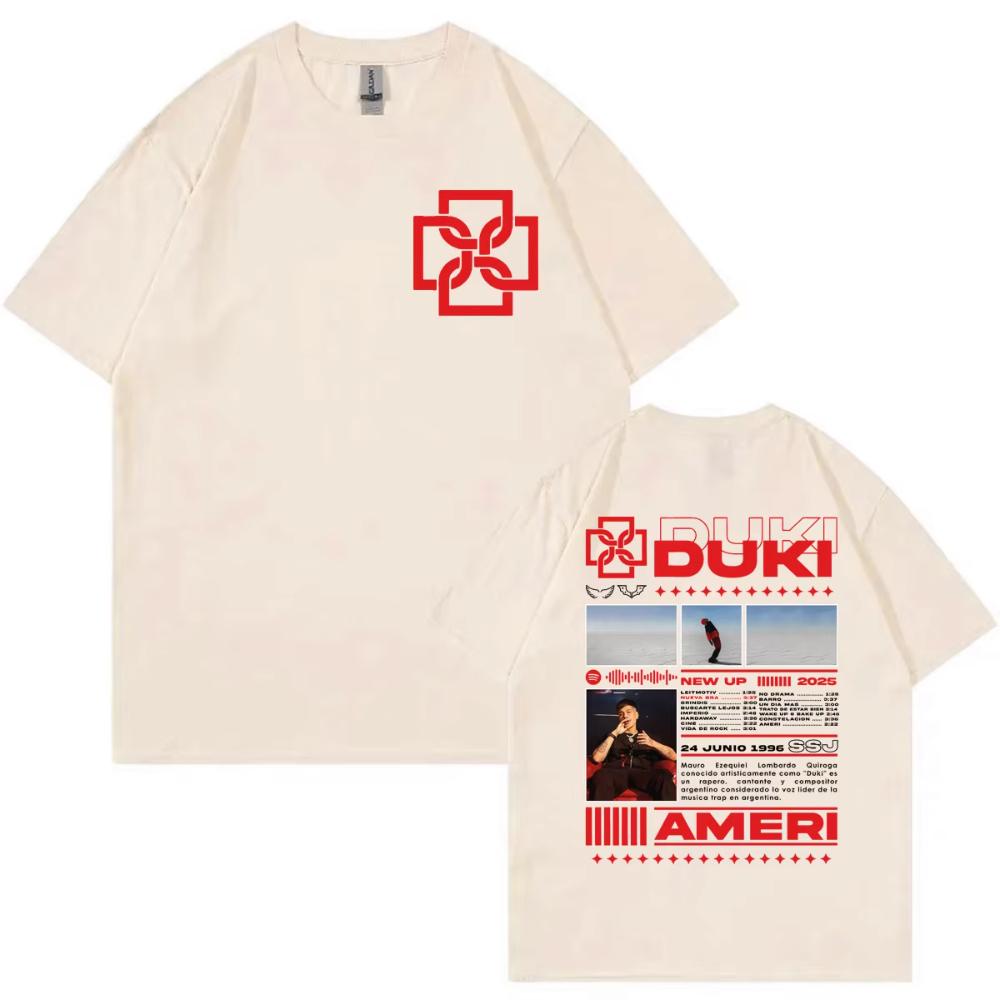 Rapper Duki Tour 2025 Double Sided Print Tshirts Fashion Hip Hop Short Sleeve T Shirts Men Womens High Quality Cotton Tshirts