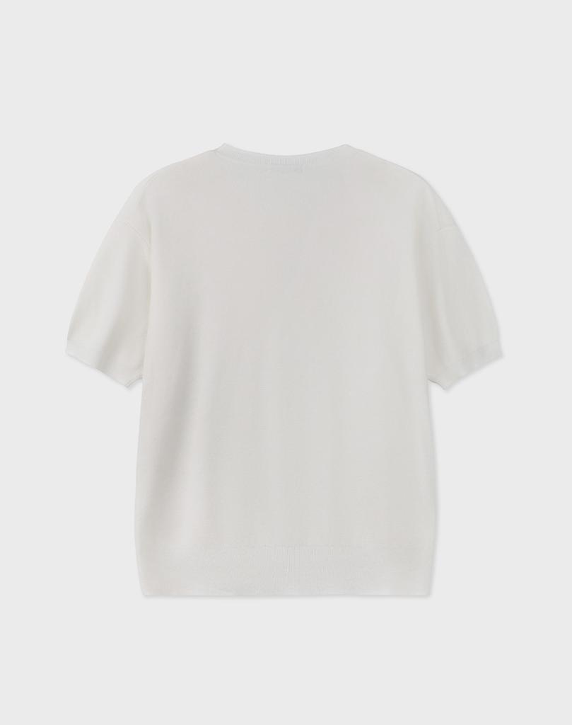 WORK ON BODY OFF Cool Bamboo Semi-Overfit Round Neck Short Sleeve Knit [White]