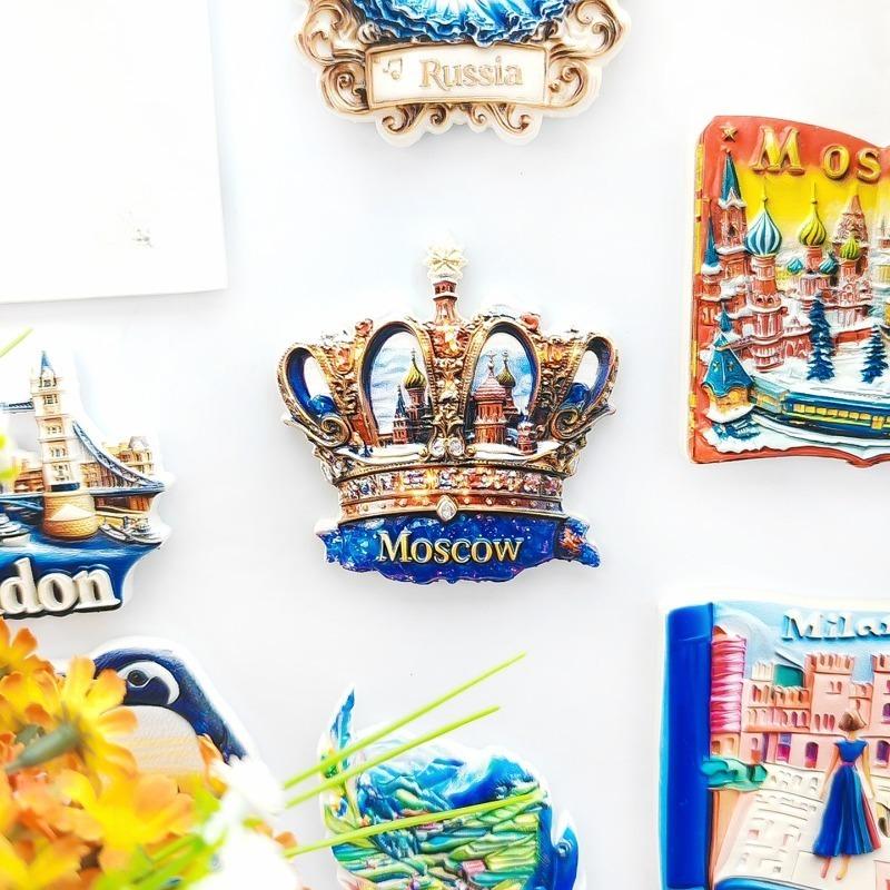 Магниты-наклейки на холодильник «Московская корона и сказочный замок» Российский сувенир на память о поездке Декор для дома Уникальный литературный подарок