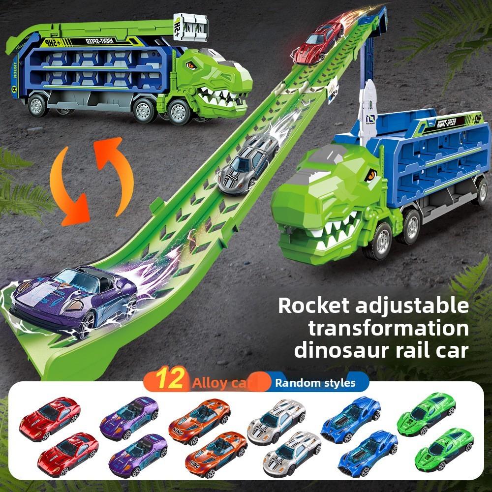Dinosaur Rocket Track Car Toy Kit With Magnet Cars For Interactive Learning