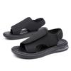2024 Summer Shoes Mens Sandals Flat Summer Holiday Breathable Mesh Pure Black Cool Young Male Footwear Thick Sole Non-slip