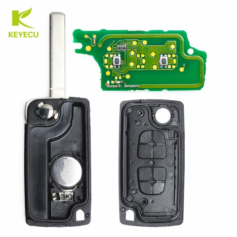 KEYECU Flip Remote Key Fob 2Button 433MHz ID46 for PEUGEOT 207 208 307 308 408 Partner for Citroen C2 C3 C5 2005-2009 0536 Model