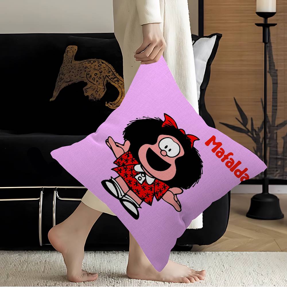 Cartoon MMafalda Pillow Cushion Cover Pillowcase Living Room Sofa Home Decor Customized