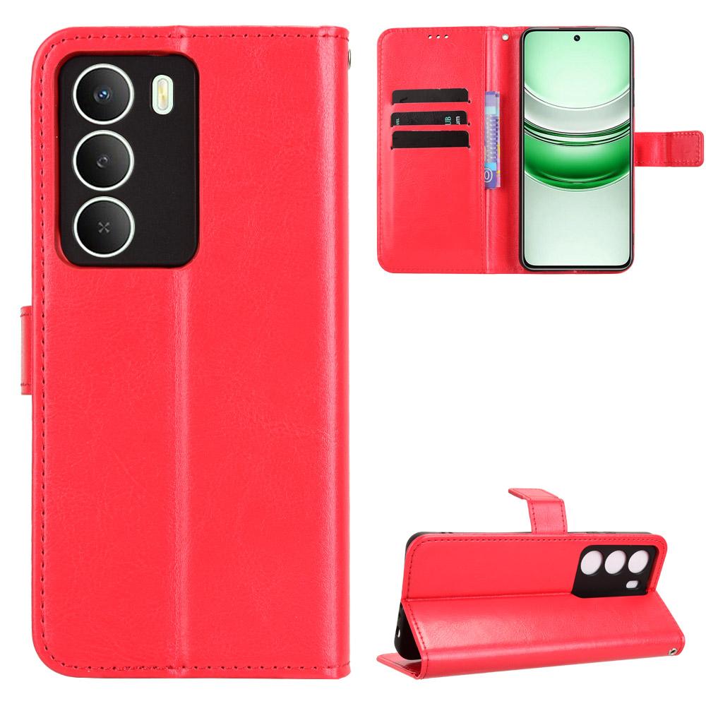 For Realme C73 5G/14x 5G/V70 5G/V70s 5G PU Leather Case with Strap Crazy Horse Texture Phone Wallet Cover