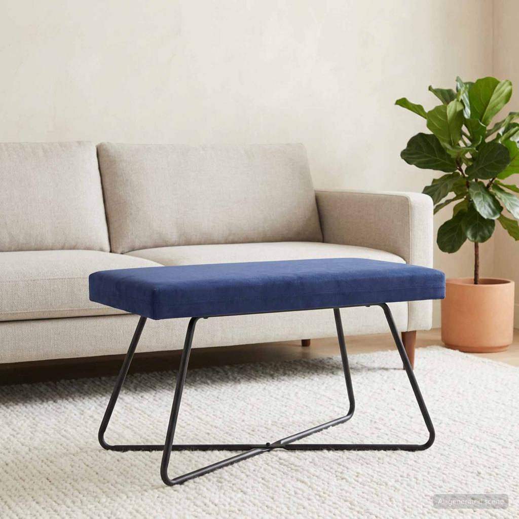 Bench Police Blue 80 x 40 x 45 cm Velvet