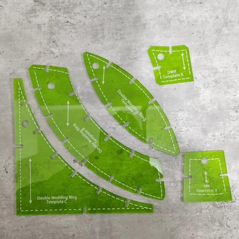 5pcs/Set Double Wedding Rings Slit N Sew Templates Quilting Pathcwork Ruler  Sewing Accessories