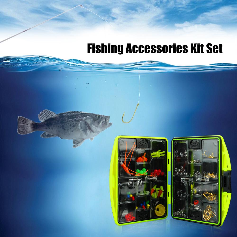 Fishing Accessories Kit Including Hook Sinker Weights Fishing Swivels Snaps Fishing Line Beads Fishing Set with Tackle Box