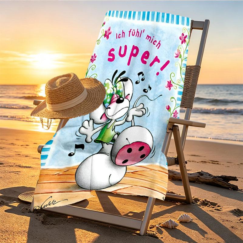 Diddl Print Beach Towel Design, Soft, Lightweight. for Home Bathroom, Spa, Pool, Yoga, Surfing, Camping, Gift for Family, Friend