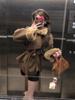 Корейское высококачественное плюшевое стеганое пальто с кофейными патчами: Женское зимнее шерстяное пальто для похудения, Новинка, Универсальный стиль