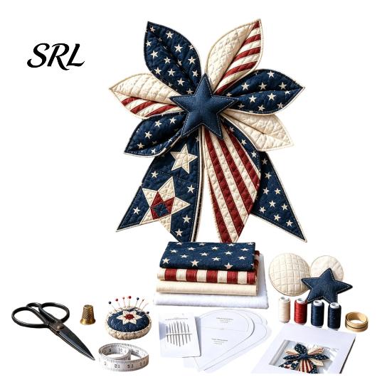Rustic Wreath Embellishment Patchwork Bow Sewing Kit, Large Fabric DIY Sunflower Pattern Kit Pumpkin Quilted Craft for Adults, Farmhouse Home Decor