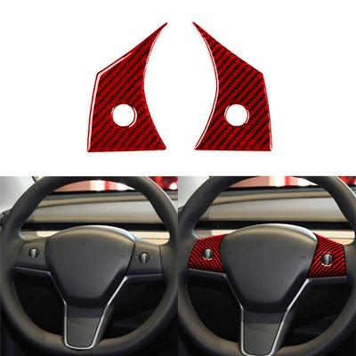 Красная карбоновая накладка на кнопку руля для Tesla Model Y/3