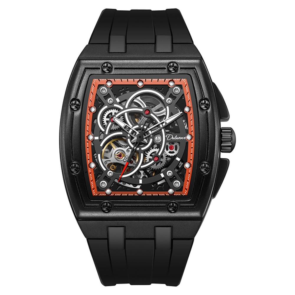 Dulunwe Trend Skeleton Gear мужские часы силиконовый ремешок автоматические механические часы 3ATM водонепроницаемые светящиеся роскошные спортивные наручные часы