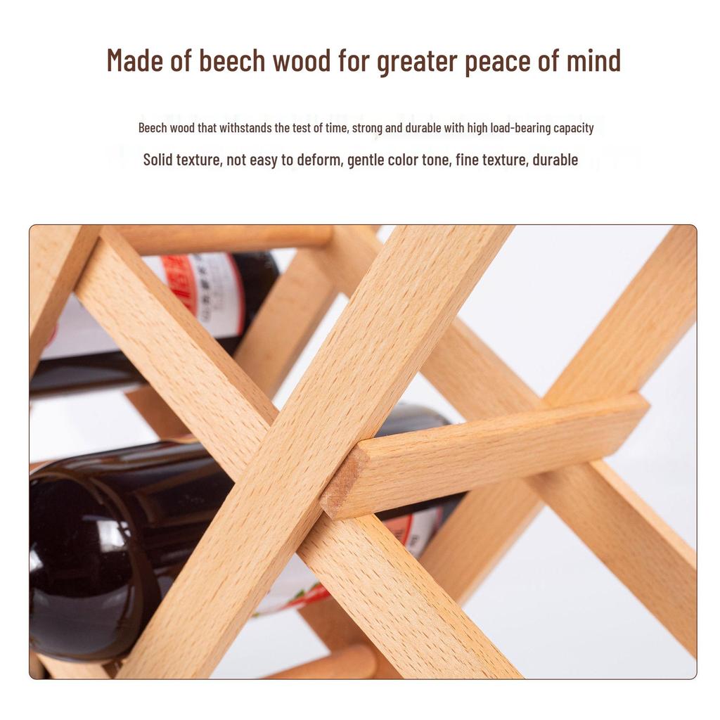Beech Wood Anti-Shake Red Wine Rack Ornament for Bottle Storage