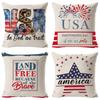 New American Independence Day Linen Pillow Square Bed Back Car Cushion Stars and Stripes Pillowcase One Piece