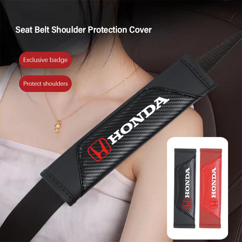 Car Safety Belt Cover Pads Auto Leather Shoulder Cushion Accessories For Honda civic accord fit jazz pilot CRV odyssey passport IP8 jnfb1