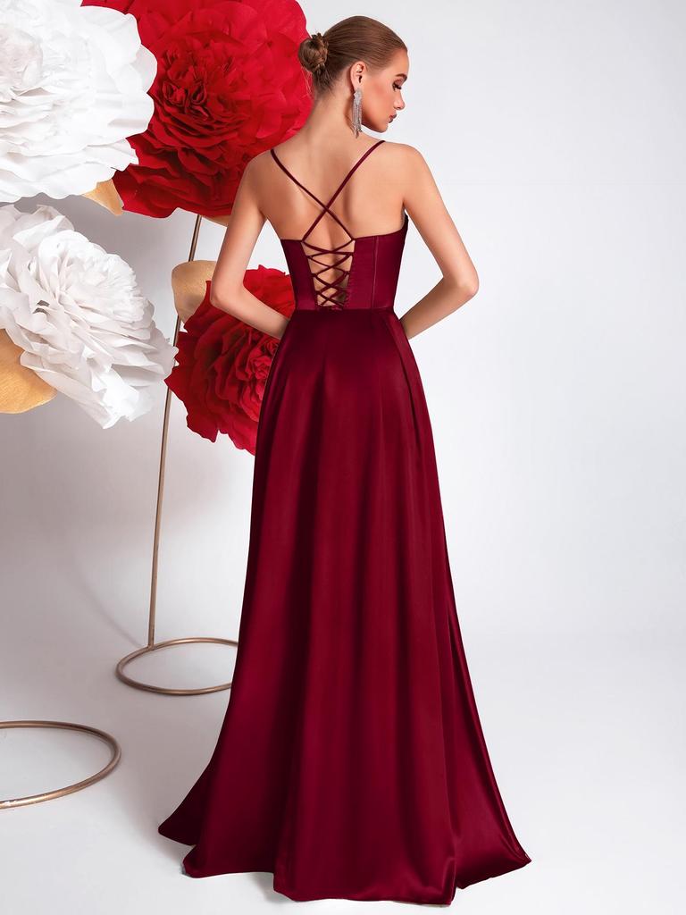 Европейское и американское атласное платье-слинг премиум-класса, стройнящее фигуру