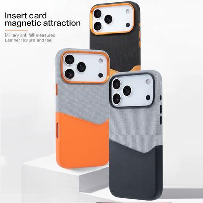 Чехол для телефона из ПУ кожи с цветными блоками для iPhone iPhone Air 17 pro Max 16e 16 15 14 Plus 13 с держателем для карт, магнитной крышкой