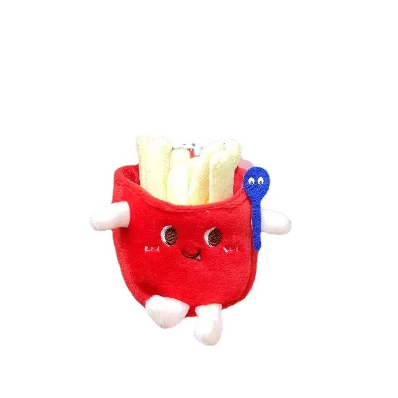 Cute Burger Hot Dog Plush Pendant Keychain Car Key Ring Accessories Decorative Gadget Interior Adorns Ornaments