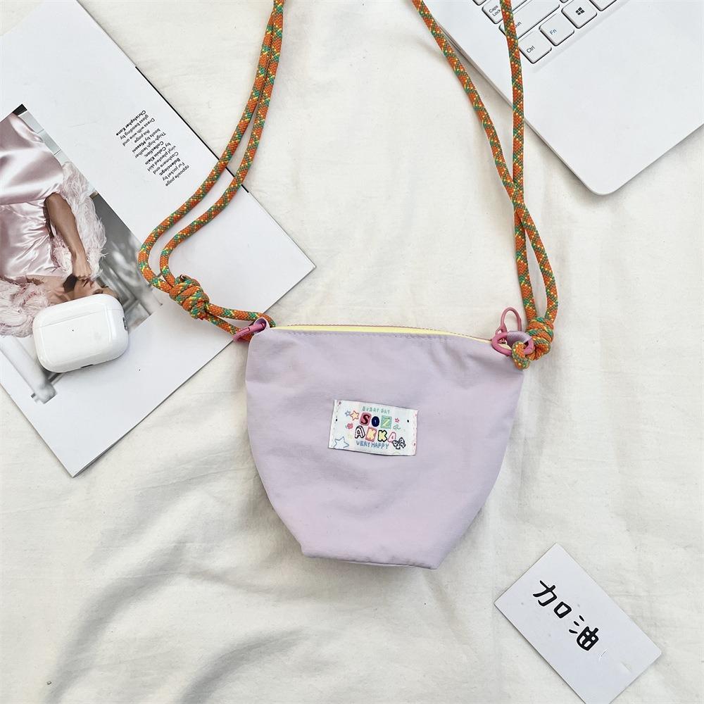 Sweet Dopamine Color Purse Candy Color Crossbody Phone Purse Fashion Canvas Bucket Bag  Students