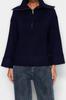 Women's Fashionable Stylish Sweater Stone Wide Fit Soft Textured Zippered Knitwear Sweater