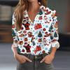 Women's Shirt Blouse Christmas Print Button Long Sleeve Casual Basic Shirt Collar Regular Top