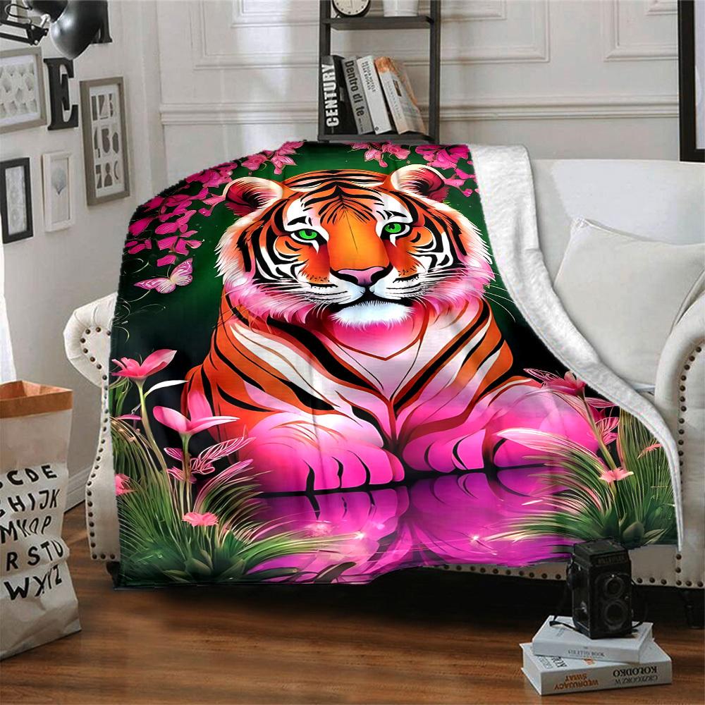 1PC Tiger, Floral Blanket, Throw For Sofa, Bed, Travel, Printing Blanket With Soft And Warm Fabric yy250918139