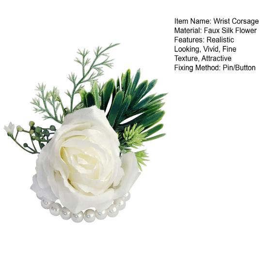 Свадебная бутоньерка с искусственным жемчугом, реалистичный вид, толстые лепестки, невыцветающие свадебные розы, бутоньерка на запястье, корсаж, товары для вечеринок