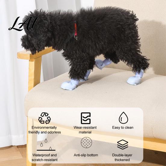 Sturdy Outdoor Shoes for Medium Dogs 4Pcs Waterproof Dog Shoes Rain Boots with Skid-resistant Soles Adjustable Anti Slip Puppy Paw Covers