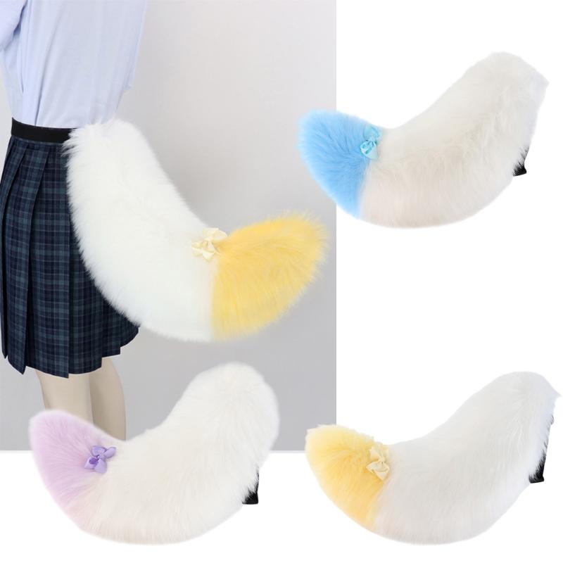 Искусственный мех Хвост животного Лисы Кошки Собака Хвост волка Хэллоуин Косплей Вечеринка Аксессуар для костюма Регулируемый Пушистый Хвост лисы кошки собаки