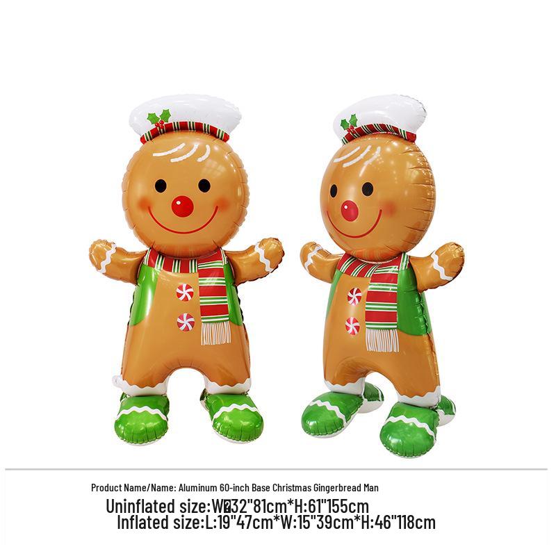 Large Standing Gingerbread Man & Snowman Christmas Tree Party Decoration Balloons