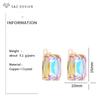 Fashion Colorful Rectangular Crystal Drop Earrings For Women Wedding Jewelry Rose Gold Color Eardrop