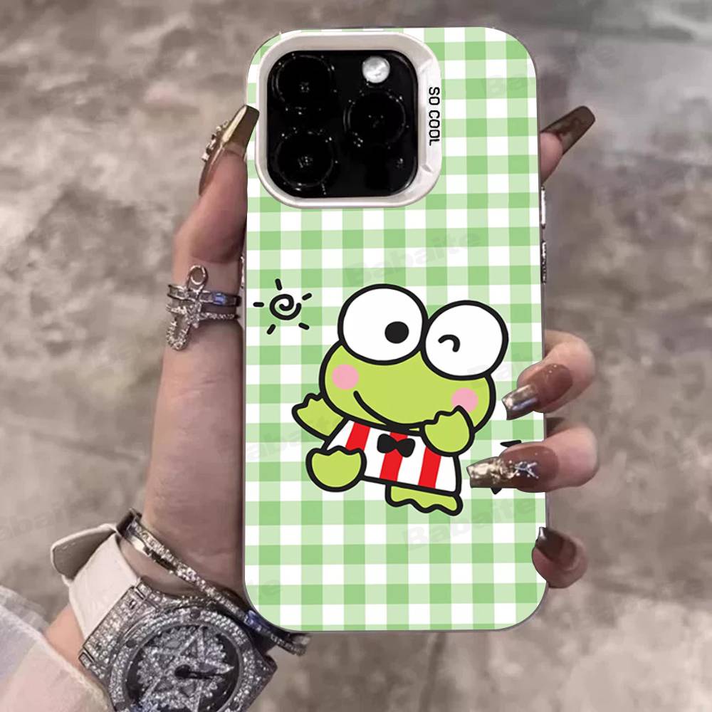 Cute Cartoon K-Keroppis Phone Case Color Silver Shell For LPhone 17 16 16e 15 14 13 12 11 Pro Max Plus