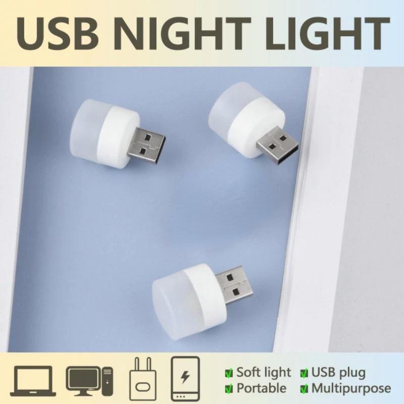 3PCS USB Портативный светодиодный мини-ночник Маленькая круглая лампа USB-светильник ночью Идеально подходит для спальни