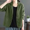 Women Casual Notched Lapel Loose Long Sleeve Thin Cardigan Blouse