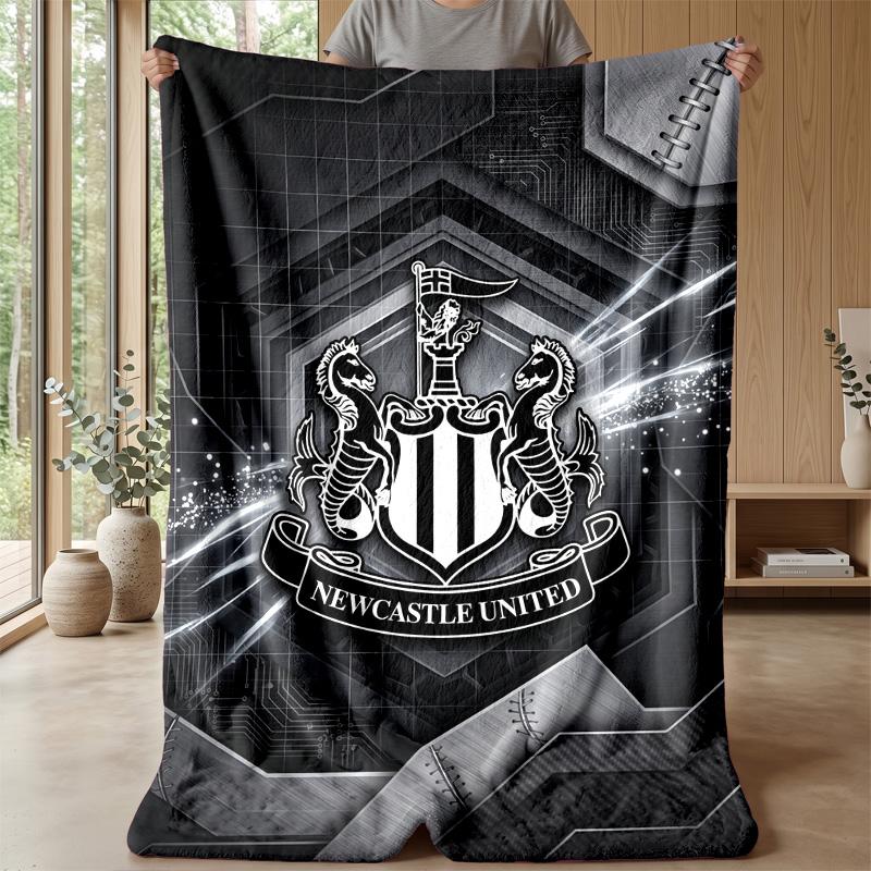 Newcastle United Football Print Flannel Blanket, Soft Warm Lightweight Throw Blanket for Sofa Bed Camping