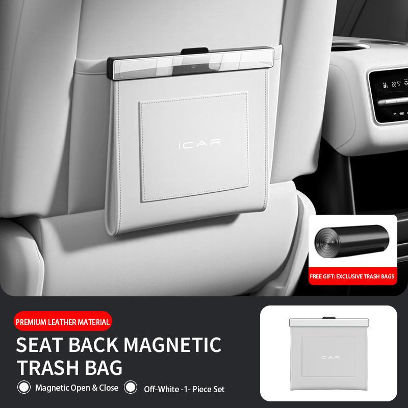 Car Trash Bag for iCAR 03 V23 V21 V25 Seat Back Car Garbage Bin Leather Magnet Closure Design Waterproof