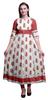 Orange Swirl & Floral Block Printed Women Anarkali Dresses Long Indian Kurtis Ethnic Kurta