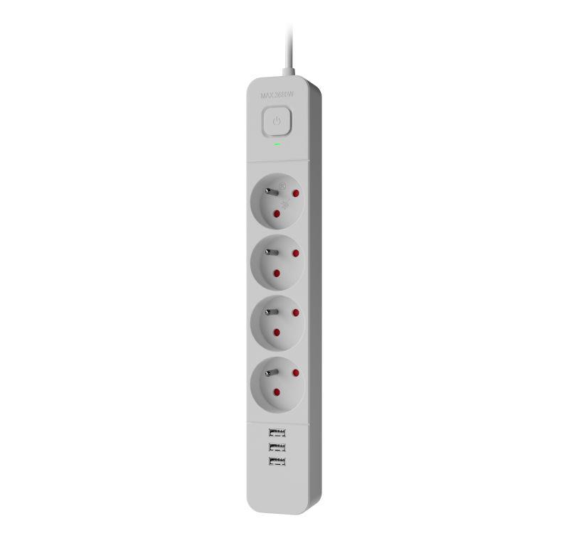 Listwa zasilająca Defender SFS 133 1,5 m, 4 gniazda, 3x USB biała