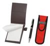 Обложка для мини-блокнота из переработанной коровьей кожи коричневого цвета с тканевым пеналом из красного углеродного волокна, набор вращающихся шариковых ручек LS022PC-NK02R-PD01