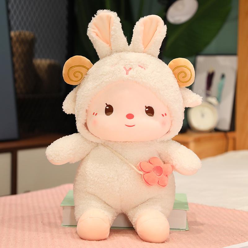 Cute Little Rabbit Doll Rabbit Plush Toy Transformed Into Rabbit Children Sleeping with Pillows New Year Christmas Gift
