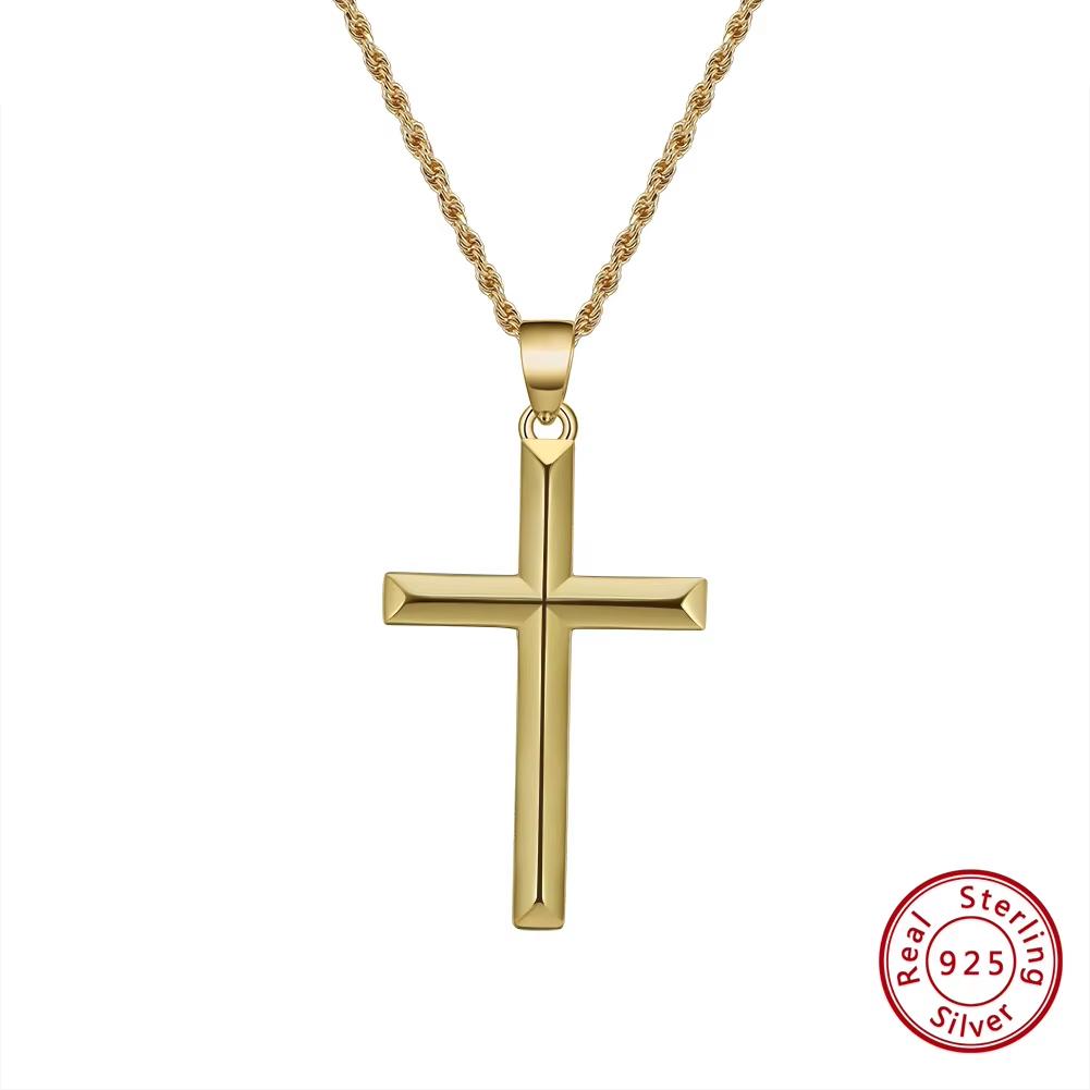 ORSA JEWELS Классический кулон-крест из 14-каратного золота, ожерелье для мужчин и женщин, ожерелье из стерлингового серебра 925 пробы, христианские религиозные украшения NMN01