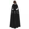 Cute Black Cat Long Hooded Cloak Witch Medieval Costume Cosplay Cape HalloweenVampire Adult Unisex