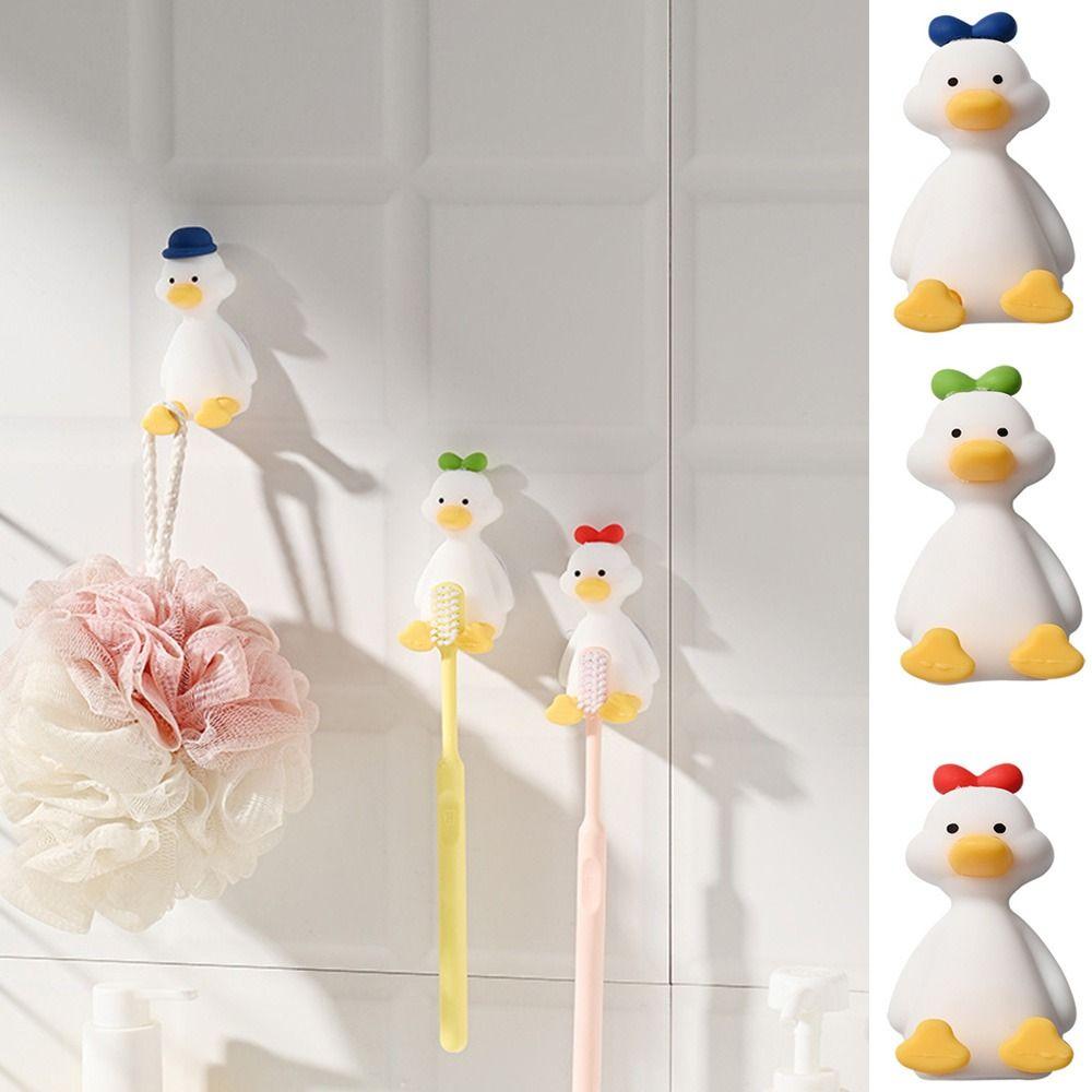 Three Dimensional Duck Toothbrush Holder Perforation Free Suction Cup Storage Hook Children