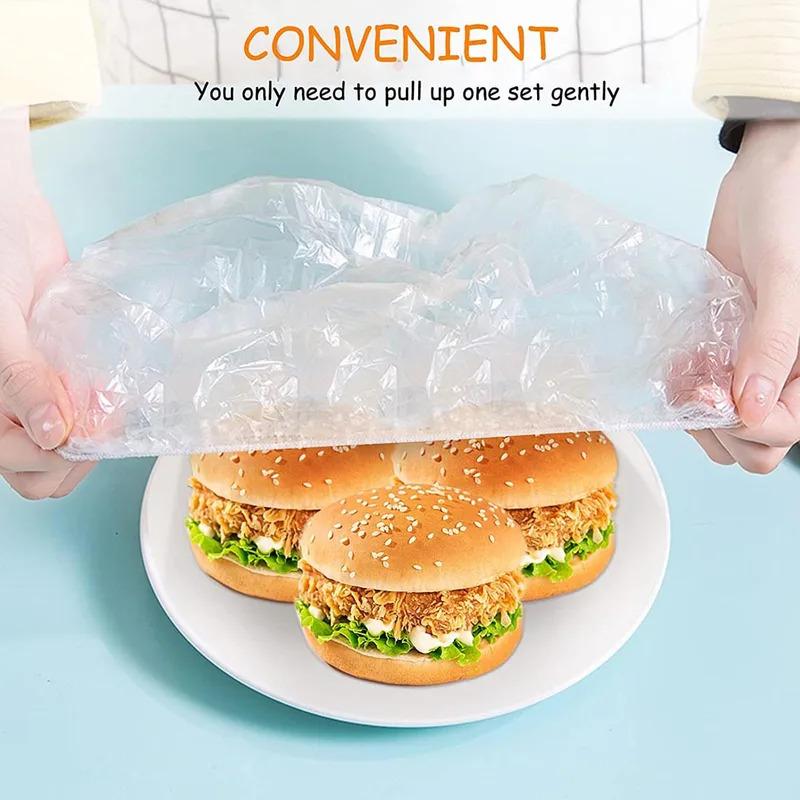 50/100/200/300/500PCS Disposable Shower Caps Elastic Plastic Wrap Covers Food Bath Hat Waterproof Shower Hat Kitchen Bathroom 2