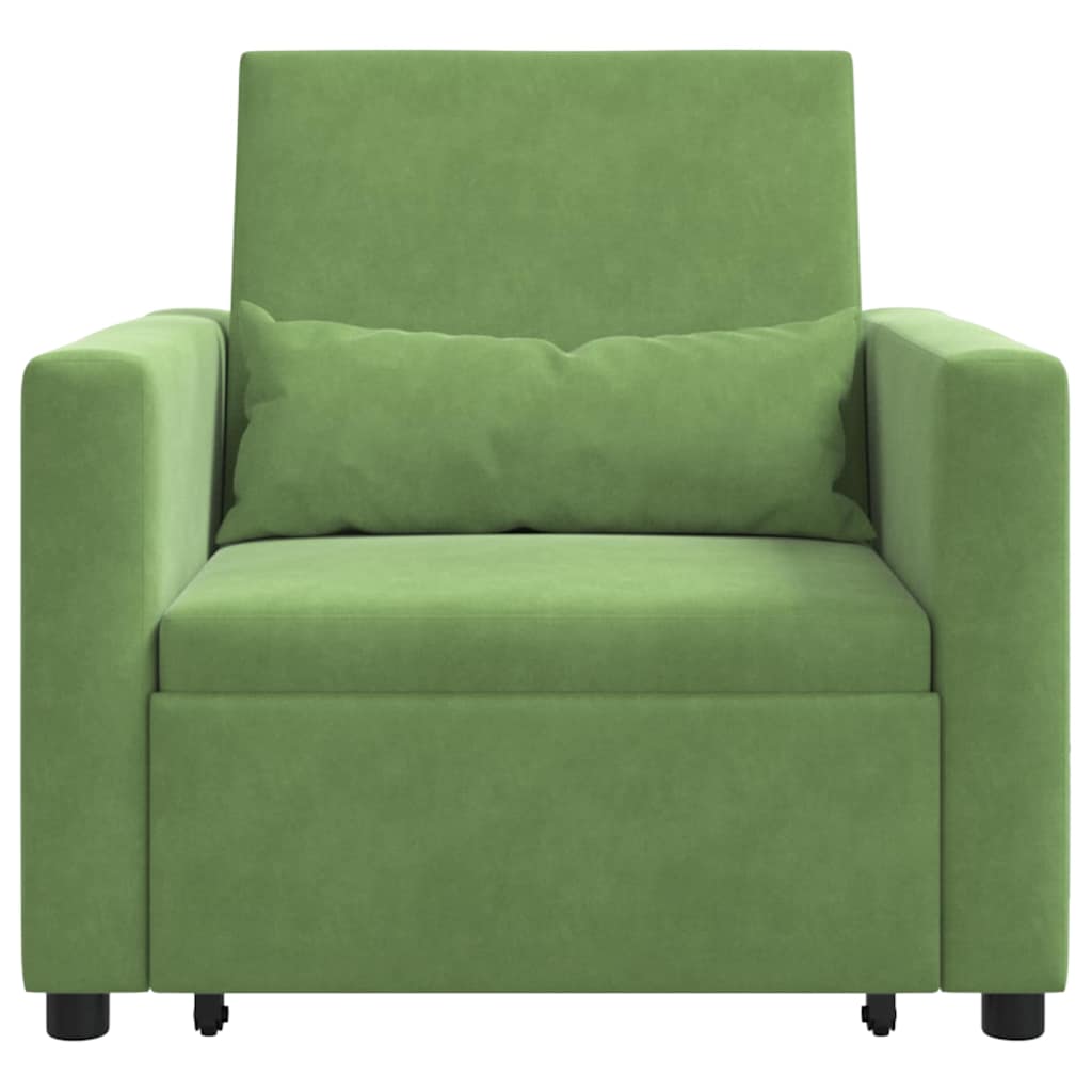 Extendable Single Sleeper Sofa with Casters Light Green Velvet