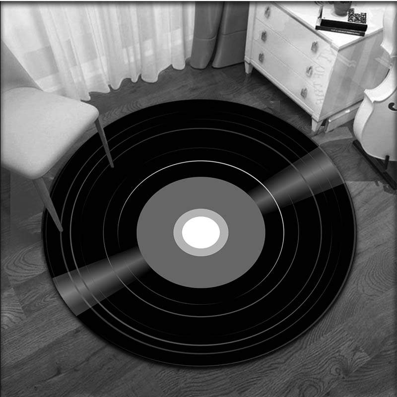 Запись музыкального компакт-диска, ковер с рисунком, круглый коврик в стиле ретро, декоративный коврик для гостиной, спальни, нескользящий коврик для крыльца, Tapete Redondo