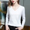 Весенне-осенняя женская блузка, простой пуловер с v-образным вырезом, свободный двусторонний топ с длинными рукавами